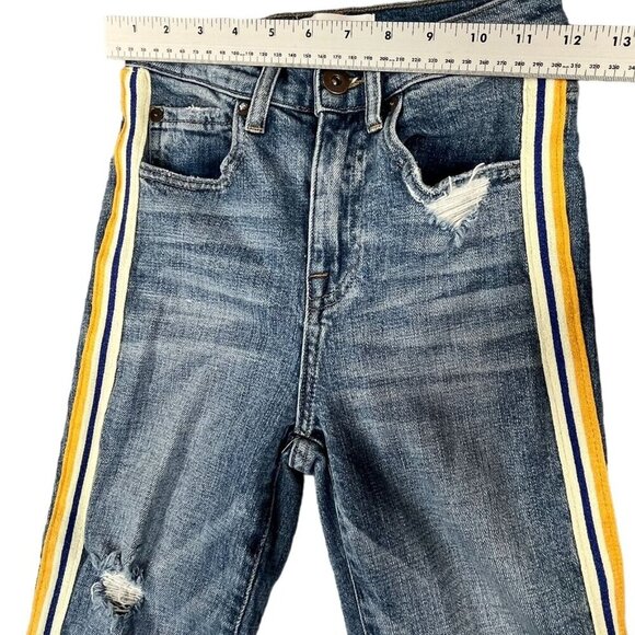 Pistola Monroe Straight Leg Cropped Cigarette Jeans Side Stripe Medium Wash - Picture 8 of 12